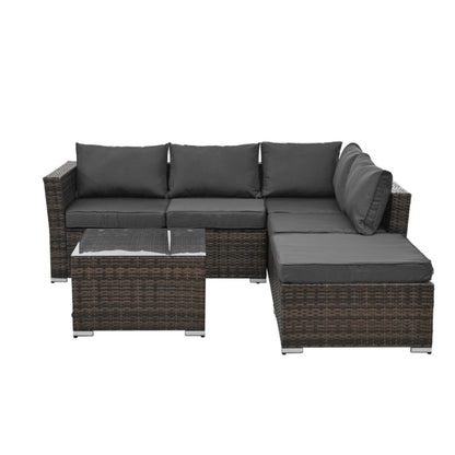 Outdoor Furniture 4 Set Wicker Furniture With Tempered Glass Coffee Table