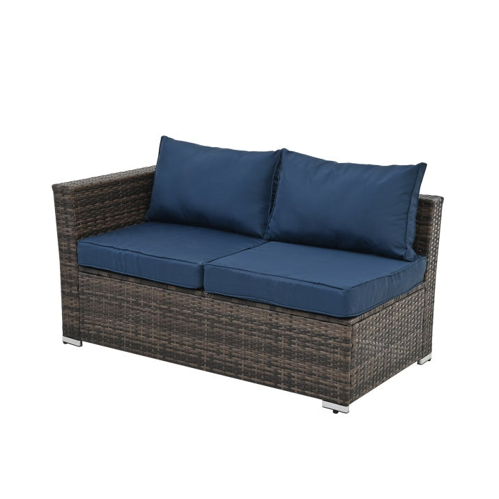 4 Set Wicker Furniture With Tempered Glass Coffee Table