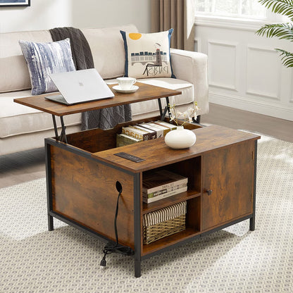 Multi-purpose Coffee Table With Hidden Compartments, Modern Height-adjustable Dining Table