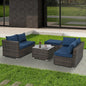 4 Set Wicker Furniture With Tempered Glass Coffee Table