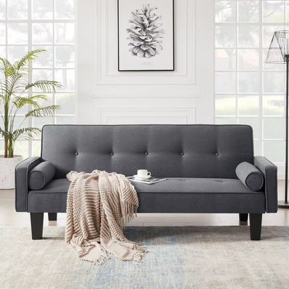 Medieval Love Seat with Pillows, Living Room Button Tufted Sofa, and Pull Point Design